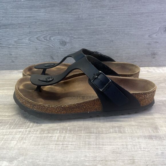 PAPILLIO BIRKENSTOCK Sandals GIZEH Womens Size 39 250 Black Flip Flop Thong 8 - Picture 1 of 11